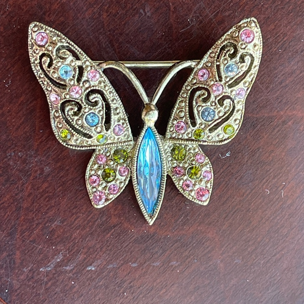 Vintage Rhinestone Butterfly Pin - Picture 3 of 14